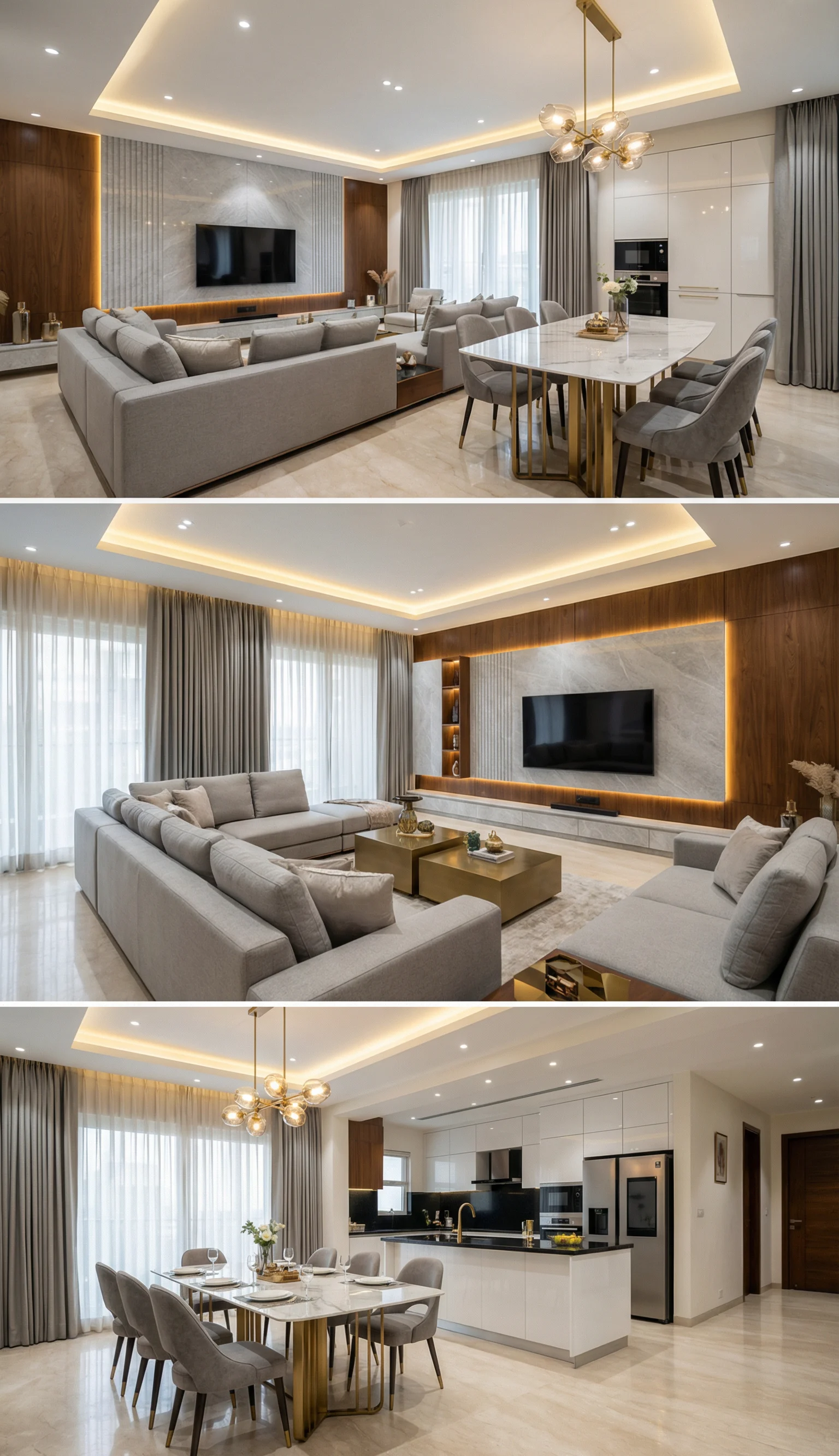 Warm family living and dining design idea